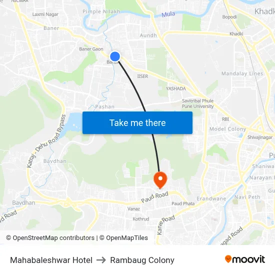 Mahabaleshwar Hotel to Rambaug Colony map