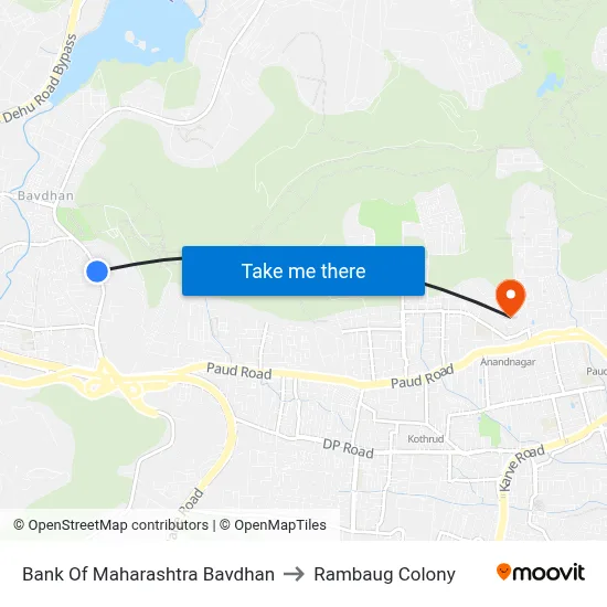 Bank Of Maharashtra Bavdhan to Rambaug Colony map