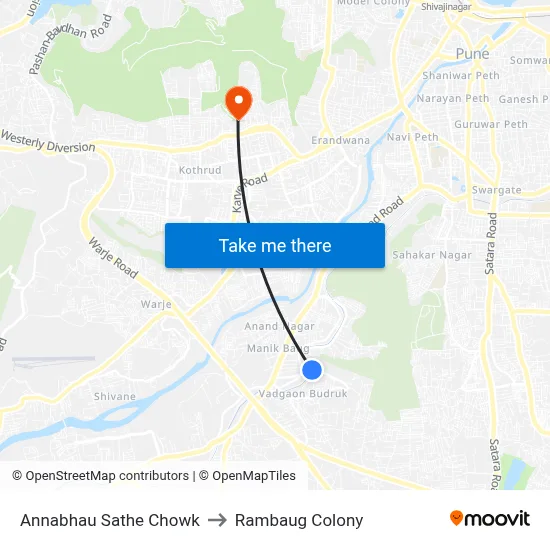 Annabhau Sathe Chowk to Rambaug Colony map