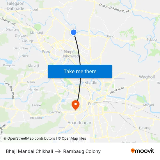 Bhaji Mandai Chikhali to Rambaug Colony map