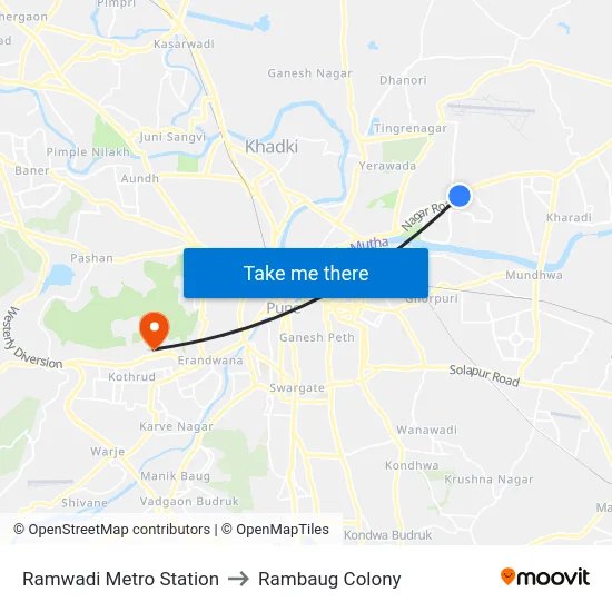 Ramwadi Metro Station to Rambaug Colony map