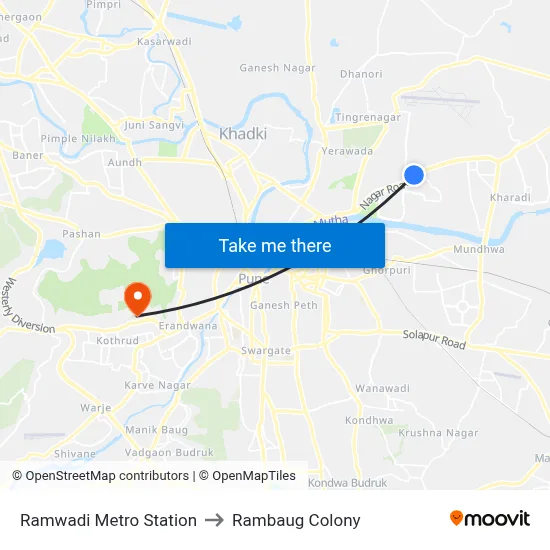 Ramwadi Metro Station to Rambaug Colony map