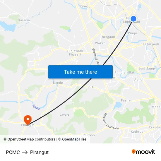 PCMC to Pirangut map