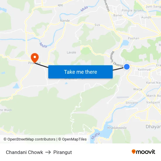 Chandani Chowk to Pirangut map