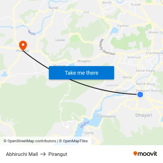 Abhiruchi Mall to Pirangut map