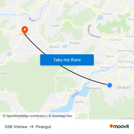 DSK Vishwa to Pirangut map