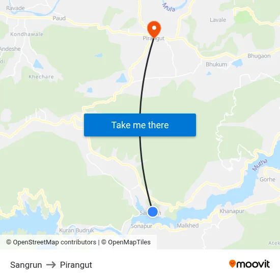 Sangrun to Pirangut map