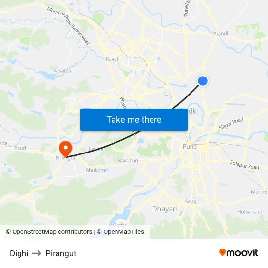Dighi to Pirangut map