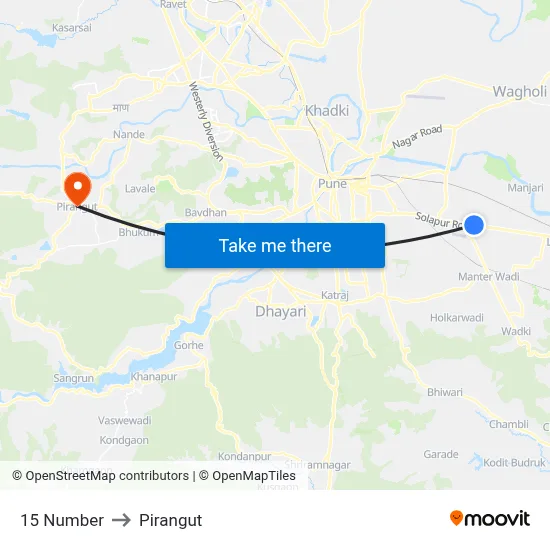 15 Number to Pirangut map