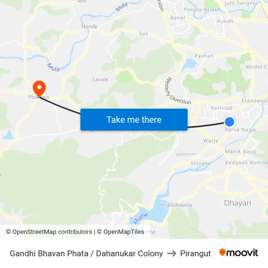 Gandhi Bhavan Phata / Dahanukar Colony to Pirangut map