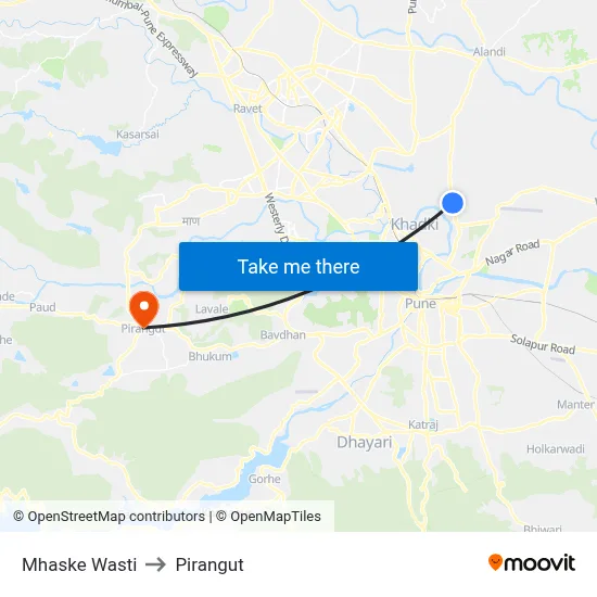 Mhaske Wasti to Pirangut map