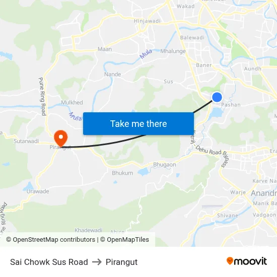 Sai Chowk Sus Road to Pirangut map