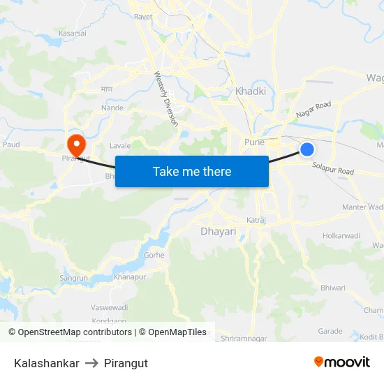 Kalashankar to Pirangut map