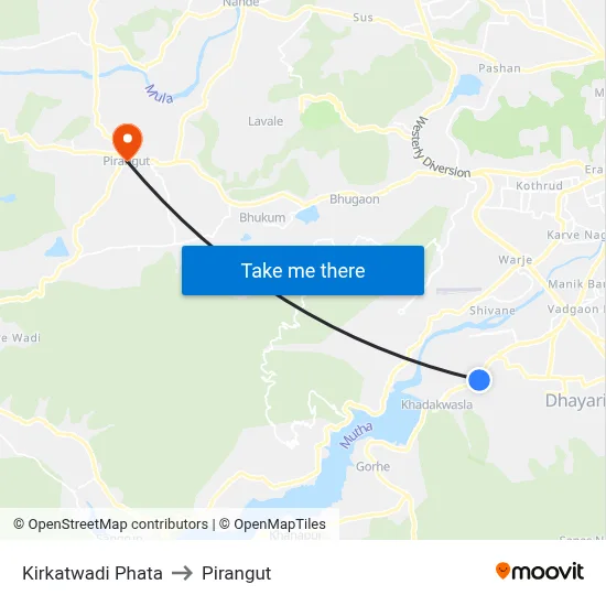 Kirkatwadi Phata to Pirangut map