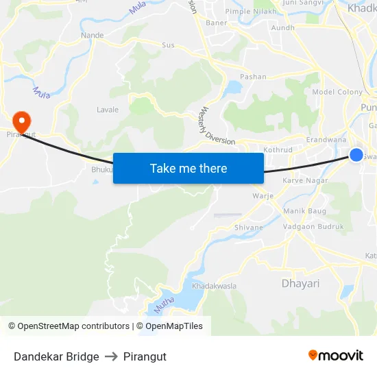 Dandekar Bridge to Pirangut map