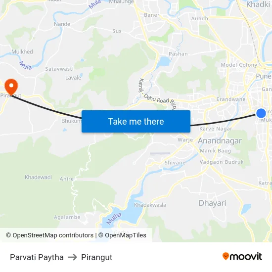 Parvati Paytha to Pirangut map