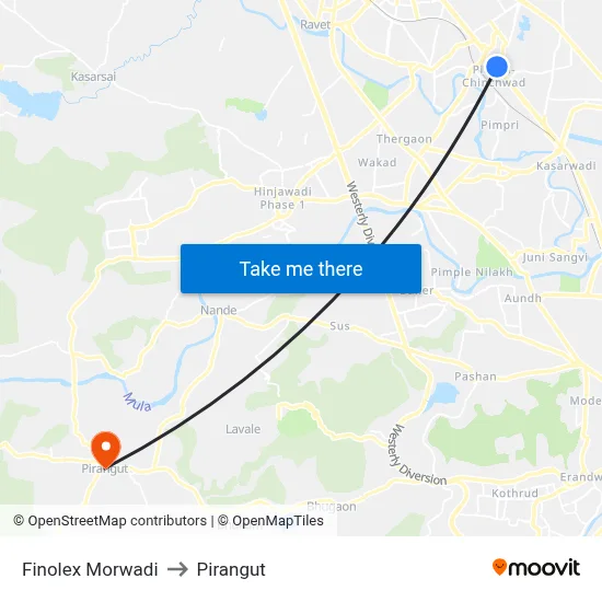 Finolex Morwadi to Pirangut map