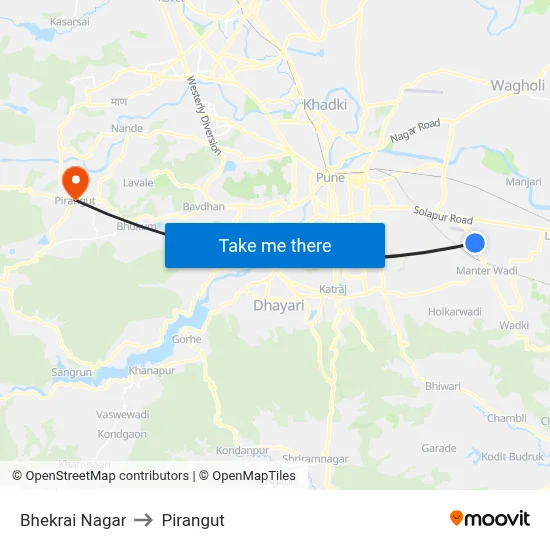 Bhekrai Nagar to Pirangut map