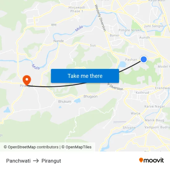 Panchwati to Pirangut map