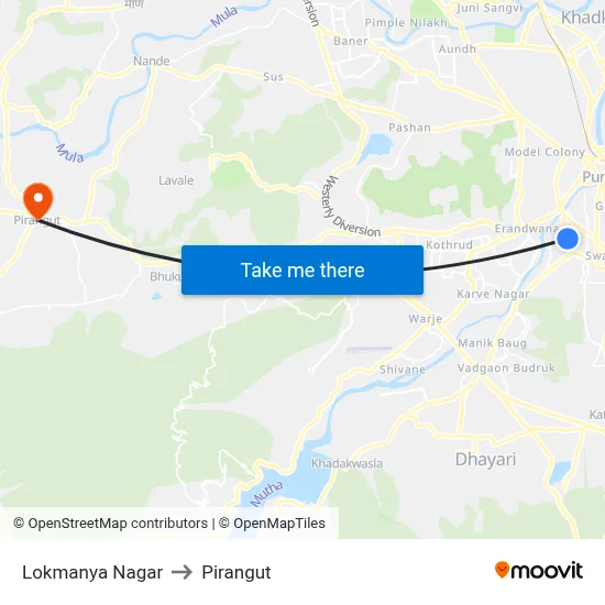 Lokmanya Nagar to Pirangut map
