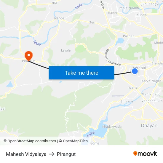 Mahesh Vidyalaya to Pirangut map