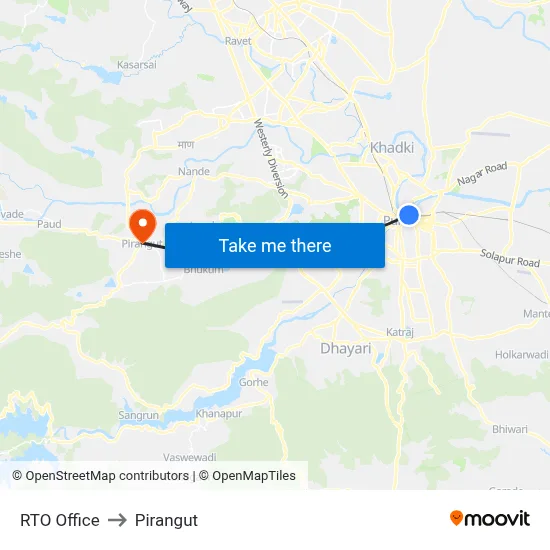 RTO Office to Pirangut map
