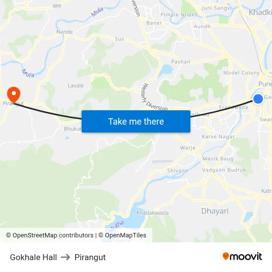 Gokhale Hall to Pirangut map