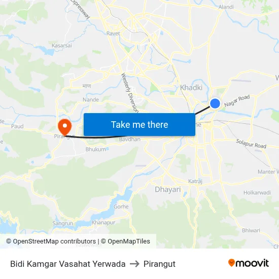 Bidi Kamgar Vasahat Yerwada to Pirangut map