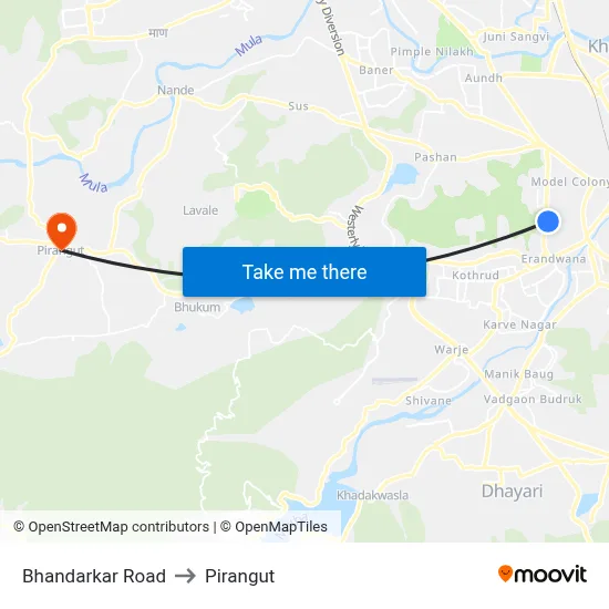 Bhandarkar Road to Pirangut map