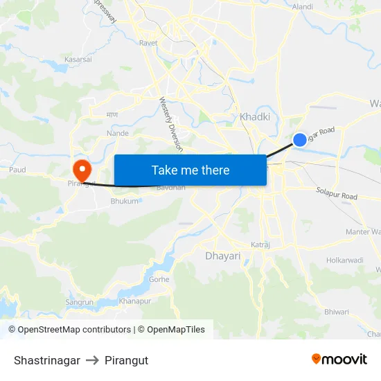 Shastrinagar to Pirangut map