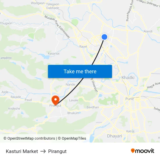 Kasturi Market to Pirangut map