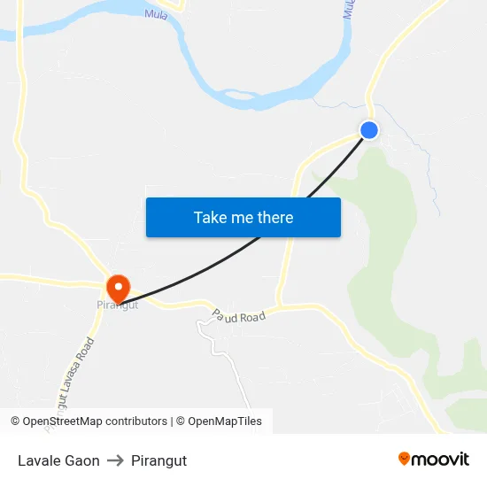 Lavale Gaon to Pirangut map