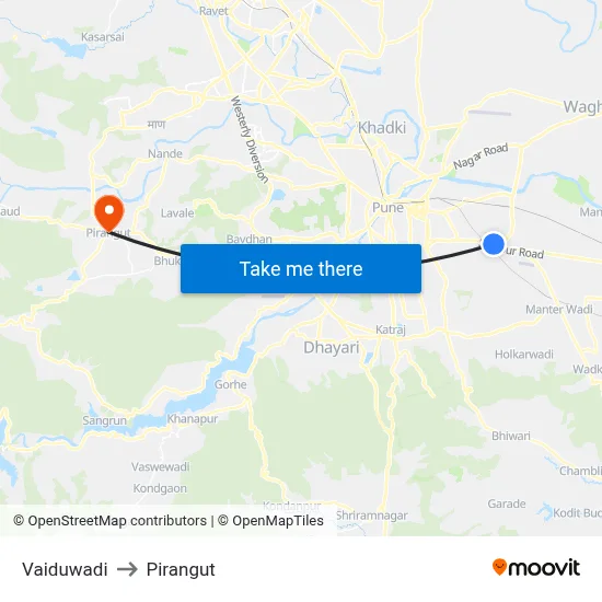 Vaiduwadi to Pirangut map