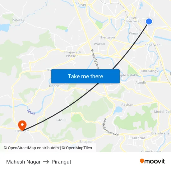 Mahesh Nagar to Pirangut map