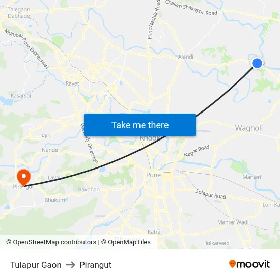 Tulapur Gaon to Pirangut map