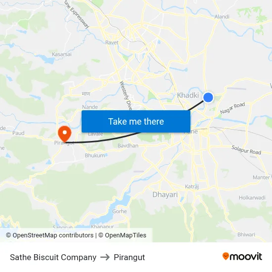 Sathe Biscuit Company to Pirangut map