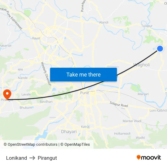 Lonikand to Pirangut map