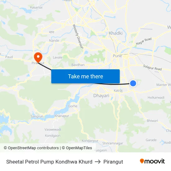 Sheetal Petrol Pump Kondhwa Khurd to Pirangut map