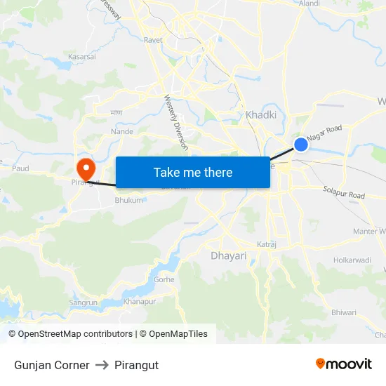 Gunjan Corner to Pirangut map
