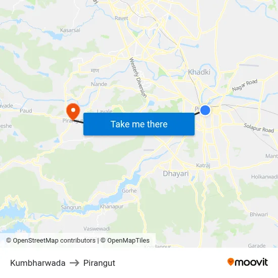 Kumbharwada to Pirangut map