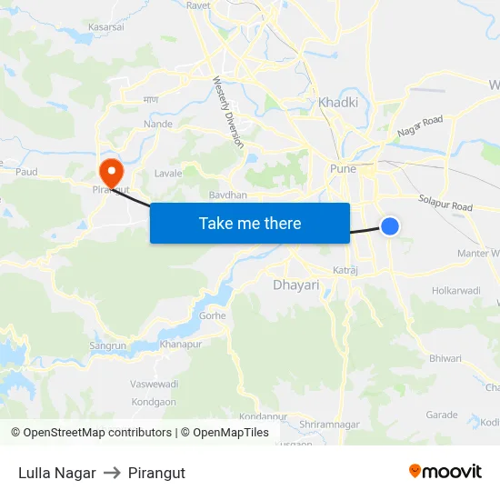 Lulla Nagar to Pirangut map
