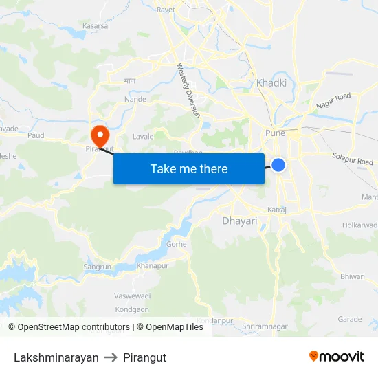 Lakshminarayan to Pirangut map