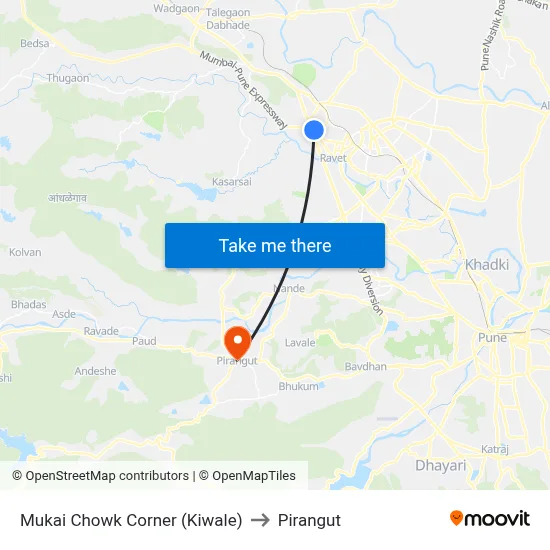 Mukai Chowk Corner (Kiwale) to Pirangut map