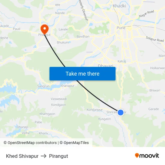 Khed Shivapur to Pirangut map