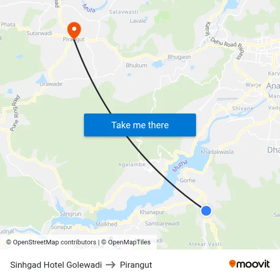 Sinhgad Hotel Golewadi to Pirangut map