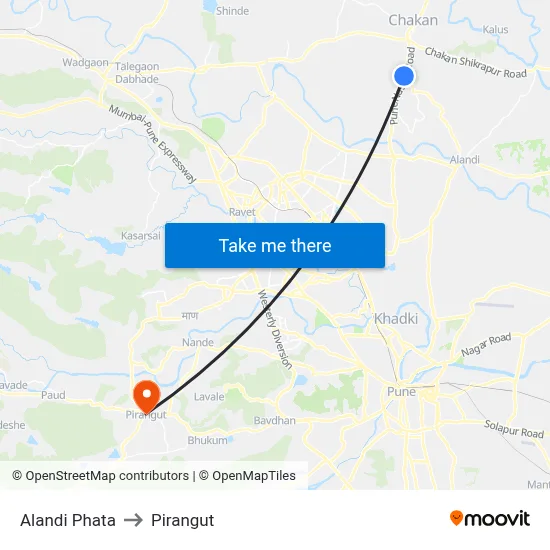 Alandi Phata to Pirangut map