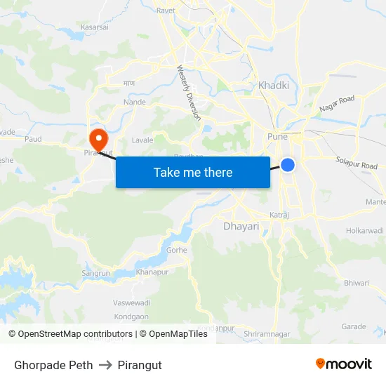 Ghorpade Peth to Pirangut map