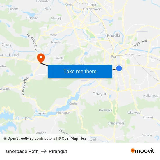 Ghorpade Peth to Pirangut map