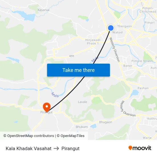 Kala Khadak Vasahat to Pirangut map