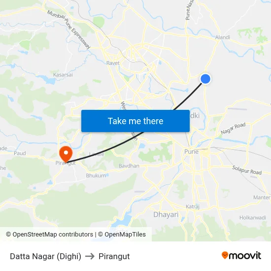 Datta Nagar (Dighi) to Pirangut map